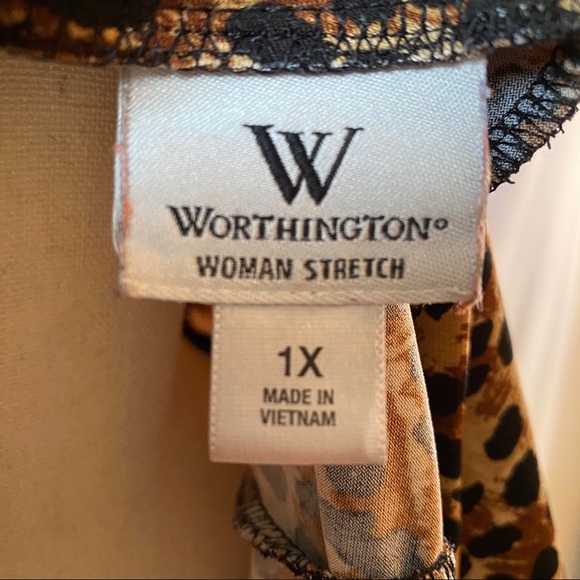 Worthington Animal Print Flowy Short Sleeve Top 1X - Picture 5 of 5